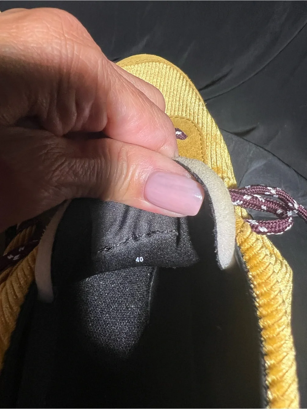 rag & bone Mustard Yellow Corduroy Low-Top Sneakers with Maroon Speckled Laces
